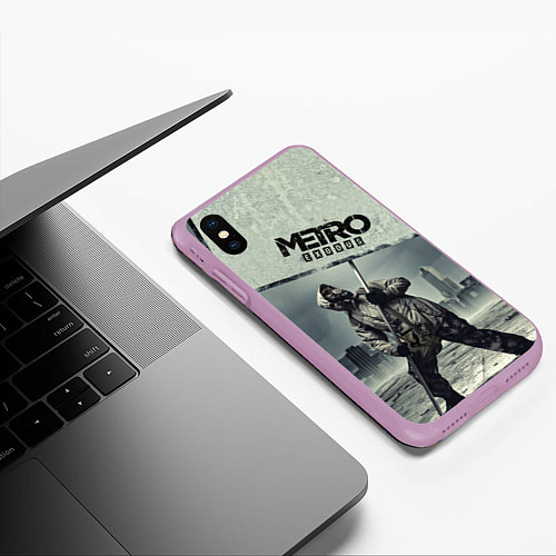 Чехол iPhone XS Max матовый Metro Exodus / 3D-Сиреневый – фото 3