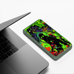 Чехол iPhone XS Max матовый Граффити, цвет: 3D-темно-зеленый — фото 2