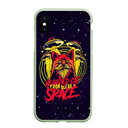 Чехол iPhone XS Max матовый Bearded cat from outer space, цвет: 3D-салатовый