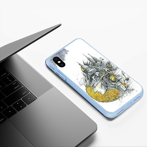 Чехол iPhone XS Max матовый Город в голове / 3D-Голубой – фото 3