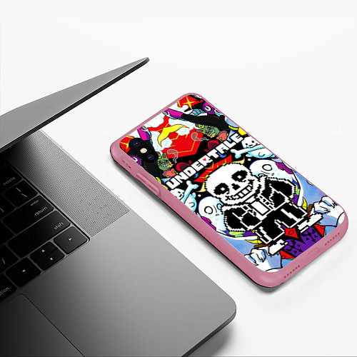 Чехол iPhone XS Max матовый UNDERTALE / 3D-Малиновый – фото 3