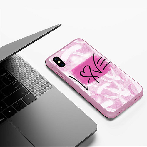 Чехол iPhone XS Max матовый LOVE / 3D-Розовый – фото 3