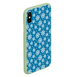 Чехол iPhone XS Max матовый Снежинки, цвет: 3D-салатовый — фото 2