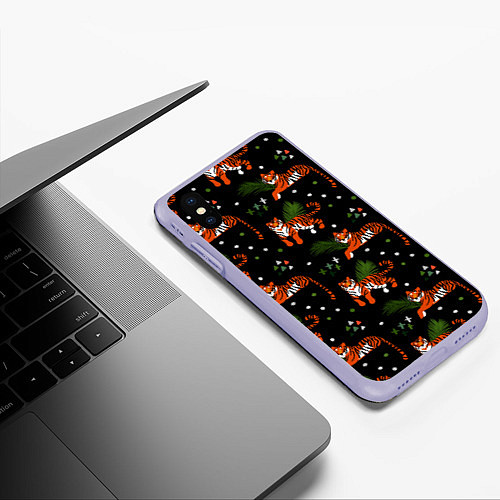 Чехол iPhone XS Max матовый Tigers / 3D-Светло-сиреневый – фото 3