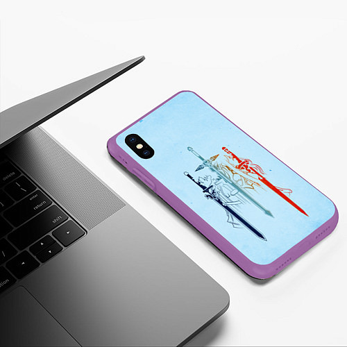 Чехол iPhone XS Max матовый Sword Art Online / 3D-Фиолетовый – фото 3