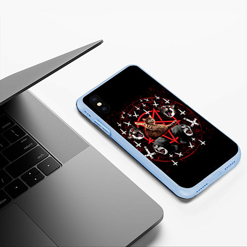 Чехол iPhone XS Max матовый Satanic Cat / 3D-Голубой – фото 3