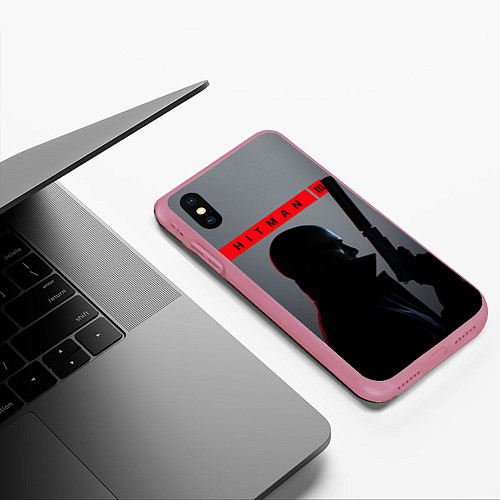 Чехол iPhone XS Max матовый Hitman III / 3D-Малиновый – фото 3