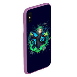 Чехол iPhone XS Max матовый Торнадо One Punch Man, цвет: 3D-фиолетовый — фото 2