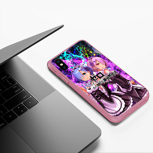 Чехол iPhone XS Max матовый Re:Zero Жизнь с нуля / 3D-Малиновый – фото 3