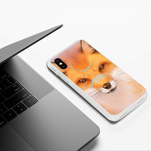 Чехол iPhone XS Max матовый Лиса / 3D-Белый – фото 3