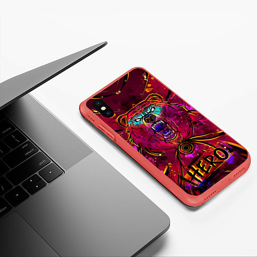 Чехол iPhone XS Max матовый BEAR / 3D-Красный – фото 3
