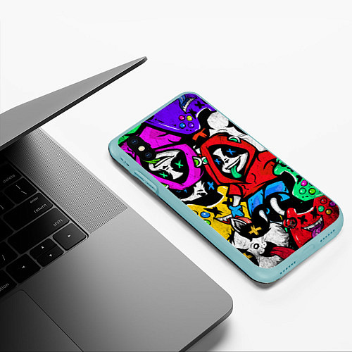 Чехол iPhone XS Max матовый Play / 3D-Мятный – фото 3