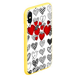 Чехол iPhone XS Max матовый Сердца, цвет: 3D-желтый — фото 2