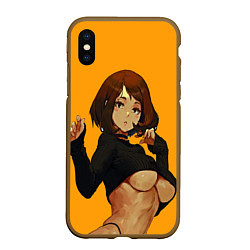 Чехол iPhone XS Max матовый Uraraka Ahegao Урарака, цвет: 3D-коричневый