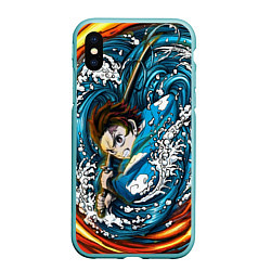 Чехол iPhone XS Max матовый Танджиро Камадо Клинок демонов, цвет: 3D-мятный