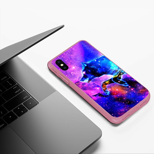 Чехол iPhone XS Max матовый Волки / 3D-Малиновый – фото 3