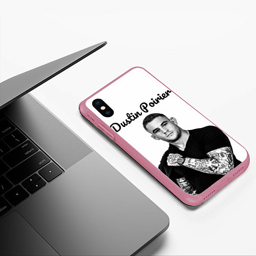 Чехол iPhone XS Max матовый Dustin Poirier / 3D-Малиновый – фото 3