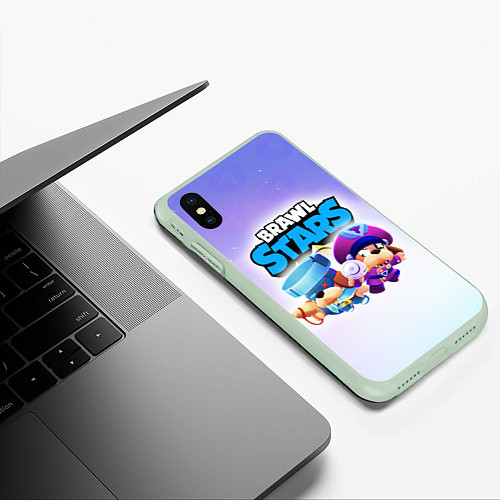 Чехол iPhone XS Max матовый Генерал Гавс - Brawl Stars / 3D-Салатовый – фото 3