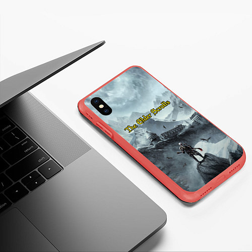 Чехол iPhone XS Max матовый The Elder Scrolls / 3D-Красный – фото 3