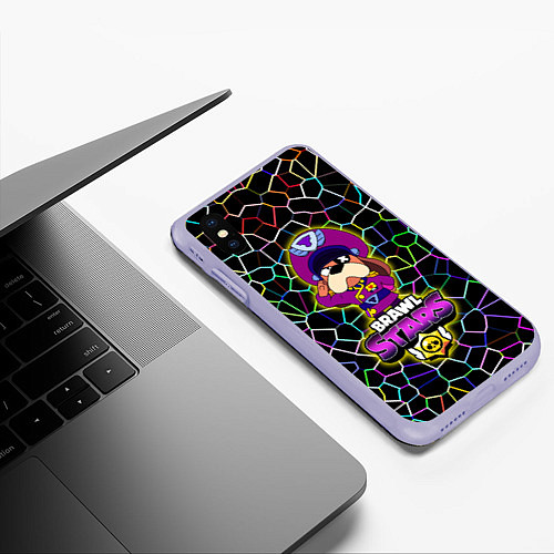 Чехол iPhone XS Max матовый Brawl StarsColonel Ruffs / 3D-Светло-сиреневый – фото 3
