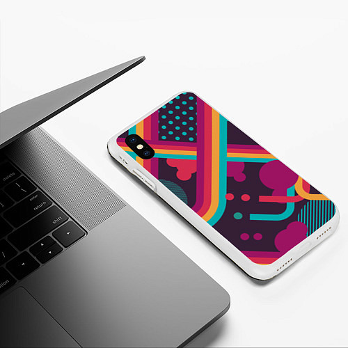 Чехол iPhone XS Max матовый Geometric abstract / 3D-Белый – фото 3