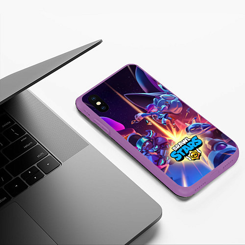 Чехол iPhone XS Max матовый Starr Force - Brawl Stars / 3D-Фиолетовый – фото 3