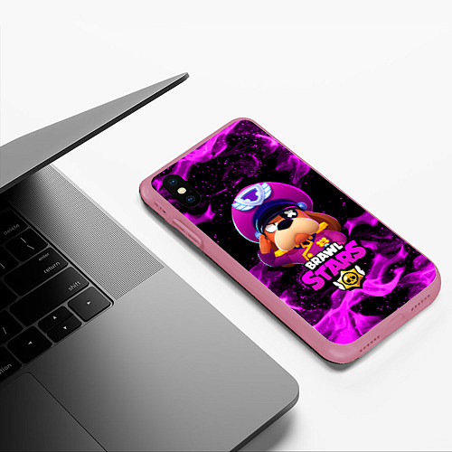 Чехол iPhone XS Max матовый ГЕНЕРАЛ ГАВС - Brawl Stars / 3D-Малиновый – фото 3