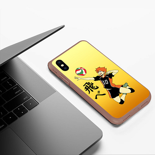 Чехол iPhone XS Max матовый Fly High Haikyuu!! / 3D-Коричневый – фото 3