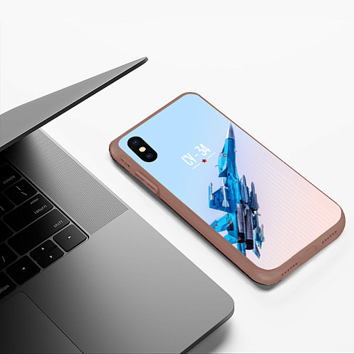 Чехол iPhone XS Max матовый Су-34 / 3D-Коричневый – фото 3