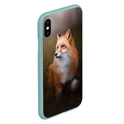 Чехол iPhone XS Max матовый Лиса-охотница, цвет: 3D-мятный — фото 2