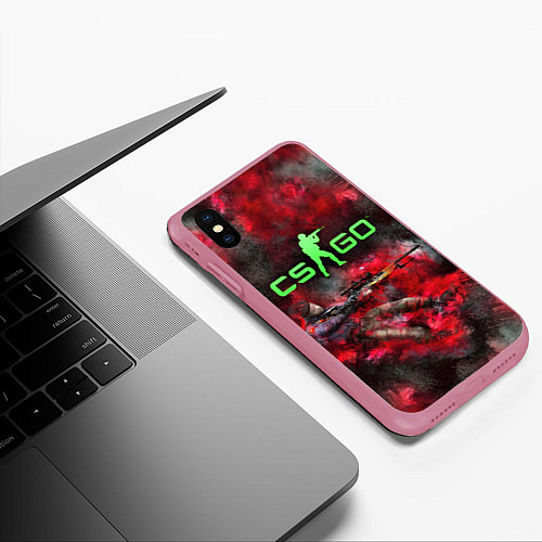 Чехол iPhone XS Max матовый CS GO Red heat / 3D-Малиновый – фото 3