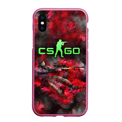 Чехол iPhone XS Max матовый CS GO Red heat, цвет: 3D-малиновый