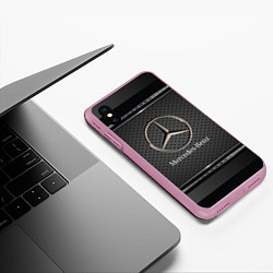 Чехол iPhone XS Max матовый MERCEDES BENZ МЕРСЕДЕС БЕНЗ, цвет: 3D-розовый — фото 2
