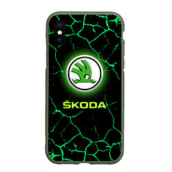 Чехол iPhone XS Max матовый SKODA, цвет: 3D-темно-зеленый