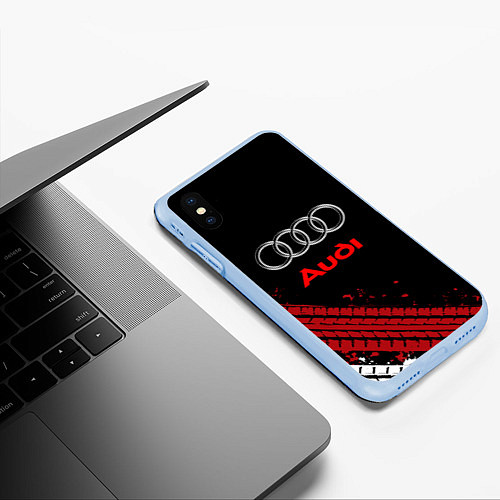 Чехол iPhone XS Max матовый AUDI / 3D-Голубой – фото 3