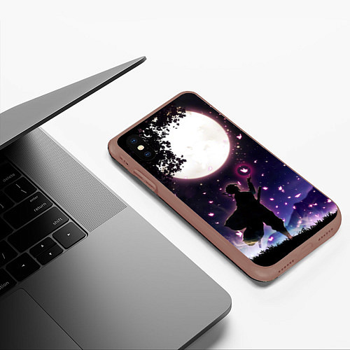 Чехол iPhone XS Max матовый Шинобу Кочо Клинок демонов / 3D-Коричневый – фото 3