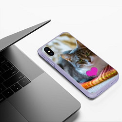 Чехол iPhone XS Max матовый Действительно любит меня, цвет: 3D-светло-сиреневый — фото 2