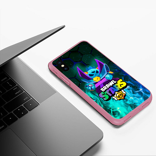 Чехол iPhone XS Max матовый Dark Lord Spike Brawl Stars / 3D-Малиновый – фото 3