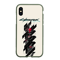 Чехол iPhone XS Max матовый Cyberpunk 2077, цвет: 3D-темно-зеленый