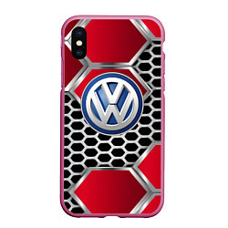 Чехол iPhone XS Max матовый VOLKSWAGEN, цвет: 3D-малиновый