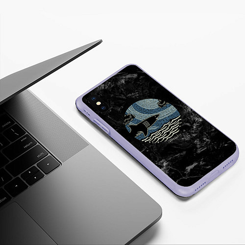 Чехол iPhone XS Max матовый Акула / 3D-Светло-сиреневый – фото 3