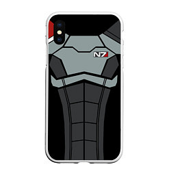 Чехол iPhone XS Max матовый КОСТЮМ N7 MASS EFFECT N7 М, цвет: 3D-белый