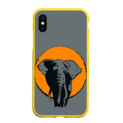 Чехол iPhone XS Max матовый Африканский Слон, цвет: 3D-желтый