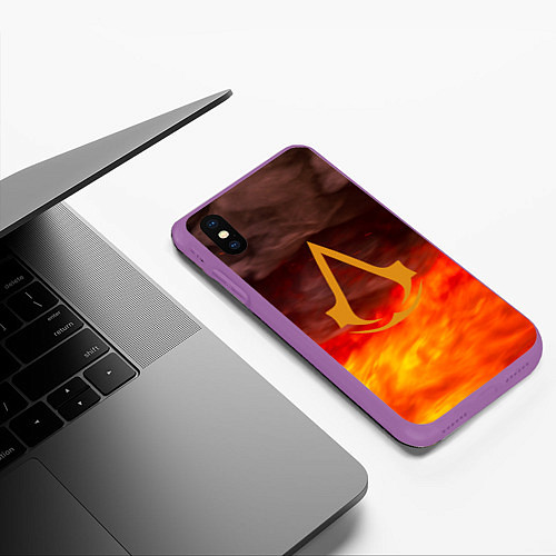 Чехол iPhone XS Max матовый Assassin’s Creed / 3D-Фиолетовый – фото 3