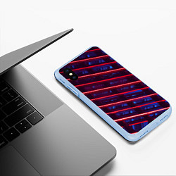 Чехол iPhone XS Max матовый Неоновые полосы, цвет: 3D-голубой — фото 2