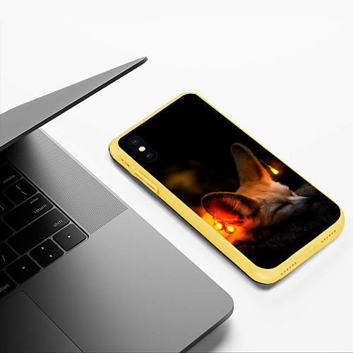 Чехол iPhone XS Max матовый Лисичка с фонариками / 3D-Желтый – фото 3