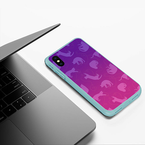 Чехол iPhone XS Max матовый Котятки / 3D-Мятный – фото 3