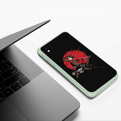 Чехол iPhone XS Max матовый Атака Титанов / 3D-Салатовый – фото 3