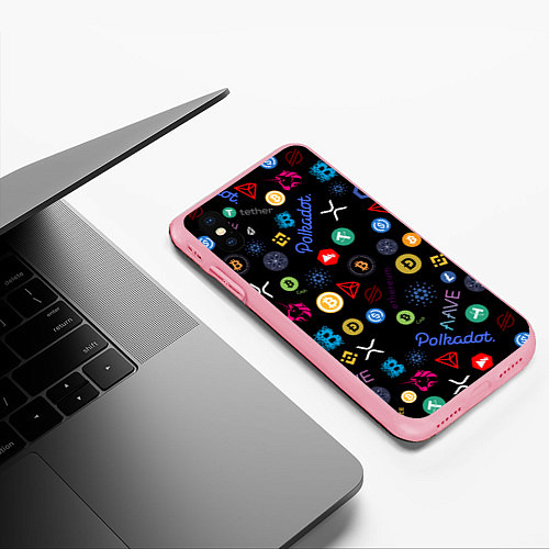 Чехол iPhone XS Max матовый ЛОГОТИПЫ КРИПТОВАЛЮТ Z / 3D-Баблгам – фото 3