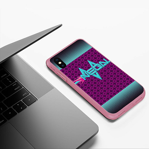 Чехол iPhone XS Max матовый Неоновый гонщик Скин CS:GO / 3D-Малиновый – фото 3
